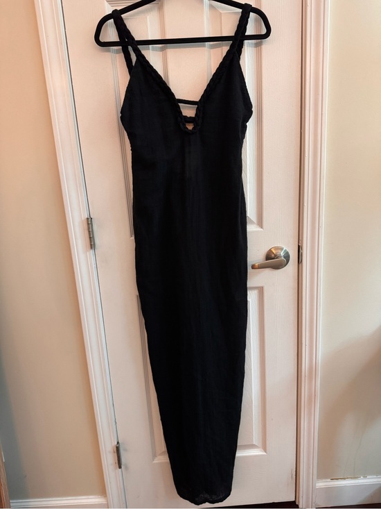 Dresses & Skirts - CHRISTELLE NIMA Black 100% Cotton Maxi Dress Braided Straps Open Back Size S